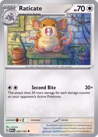 Raticate 20/165 Pokemon card