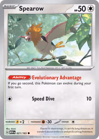 Spearow 21/165 Pokemon card