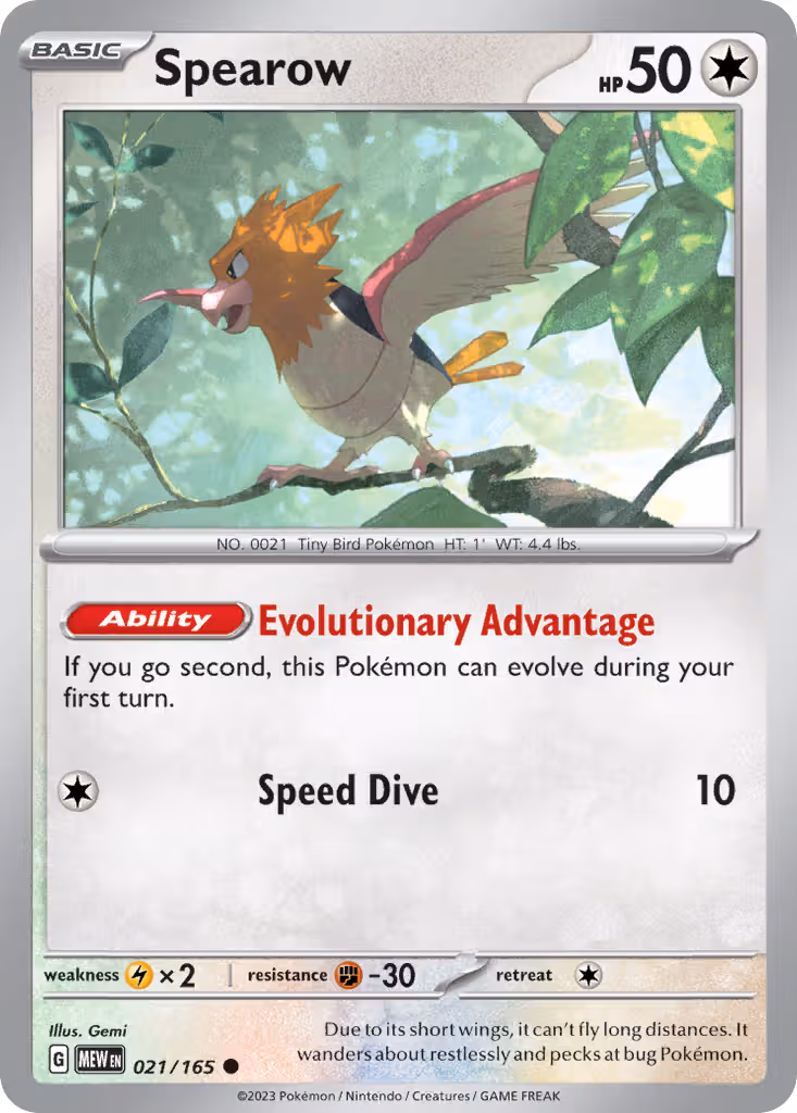 Spearow 21/165 Pokemon card
