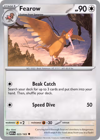 Fearow 22/165 Pokemon card