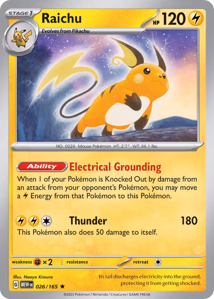 Raichu 26/165 Pokemon card