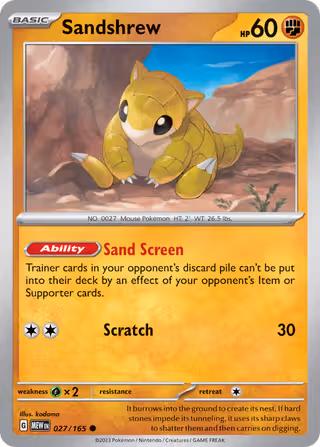 Sandshrew 27/165 Pokemon card