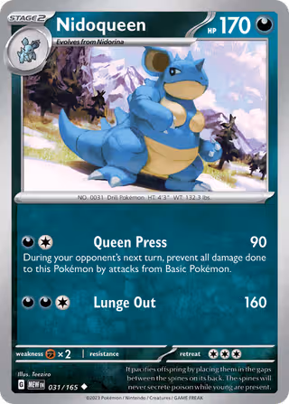 Nidoqueen 31/165 Pokemon card