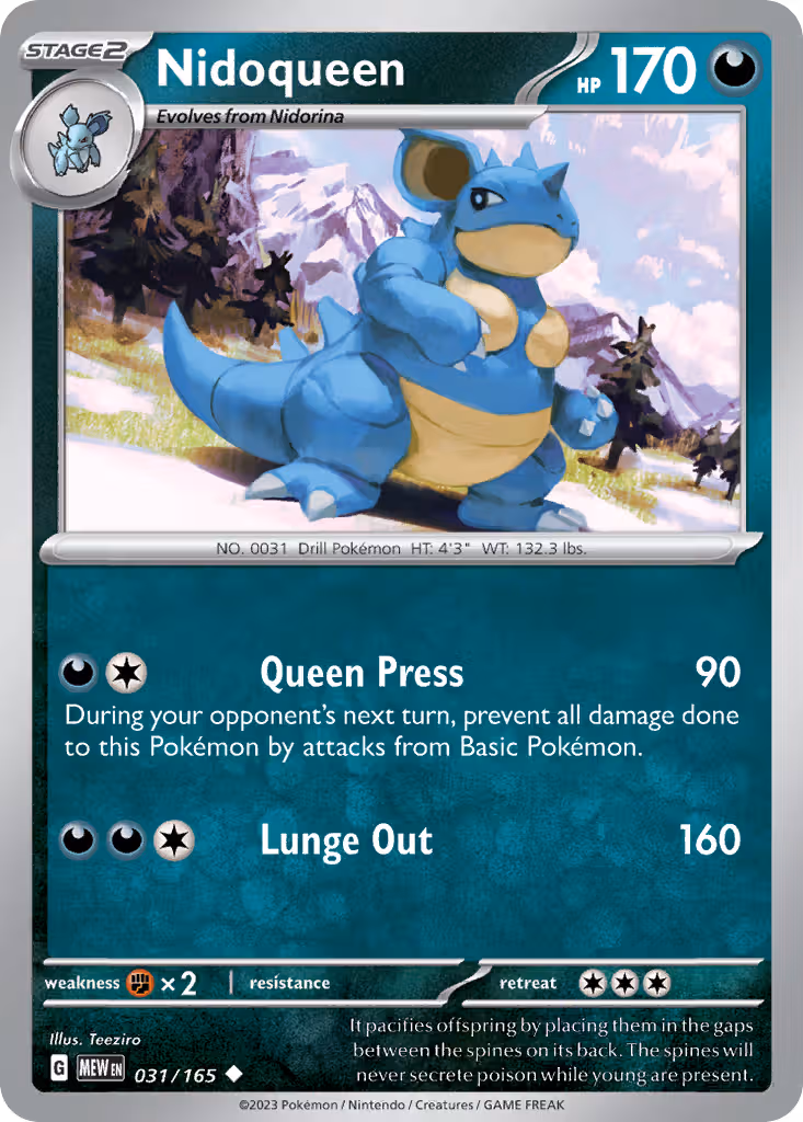 Nidoqueen 31/165 Pokemon card