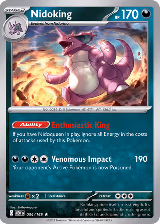 Nidoking 34/165 Pokemon card