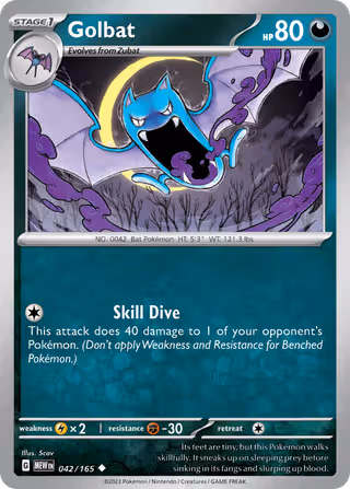 Golbat 42/165 Pokemon card