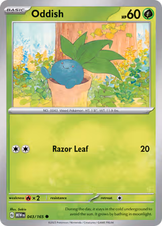 Oddish 43/165 Pokemon card