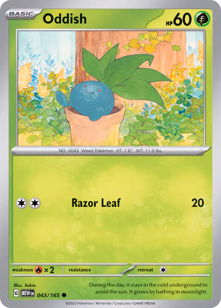 Oddish 43/165 Pokemon card