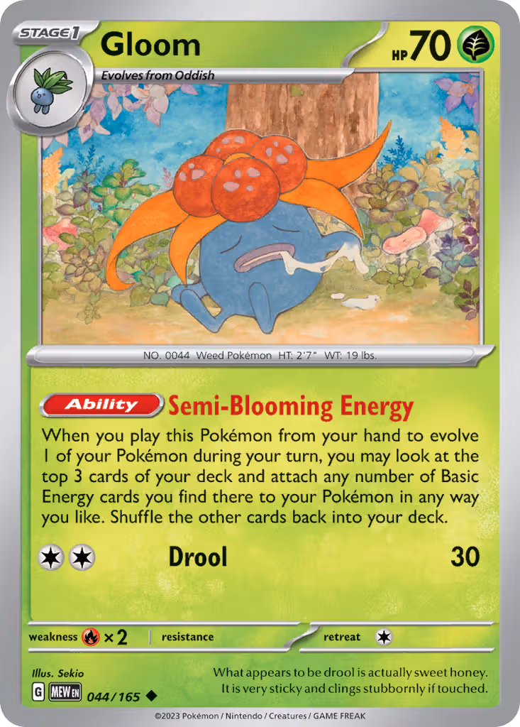 Gloom 44/165 Pokemon card