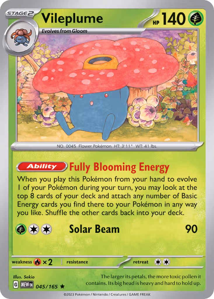 Vileplume 45/165 Pokemon card
