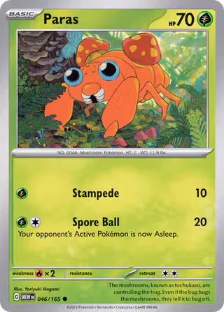 Paras 46/165 Pokemon card