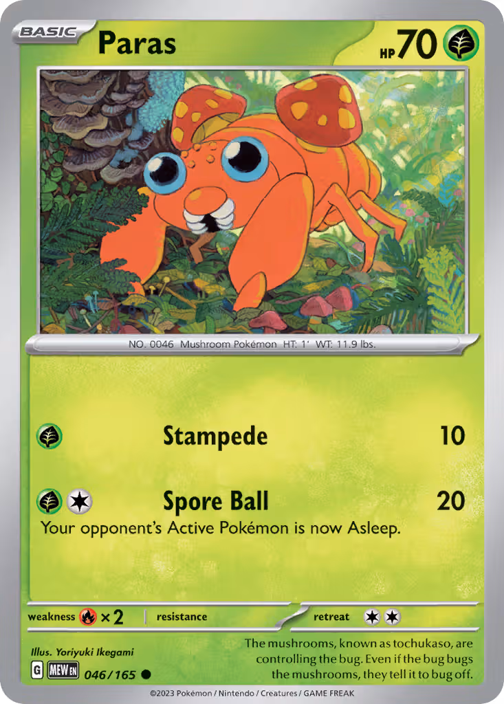 Paras 46/165 Pokemon card