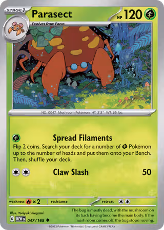 Parasect 47/165 Pokemon card