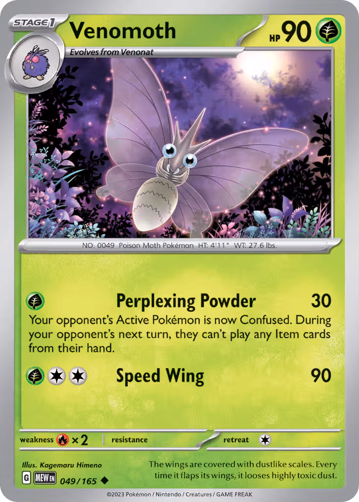 Venomoth 49/165 Pokemon card