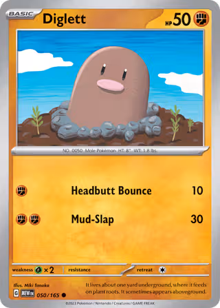 Diglett 50/165 Pokemon card
