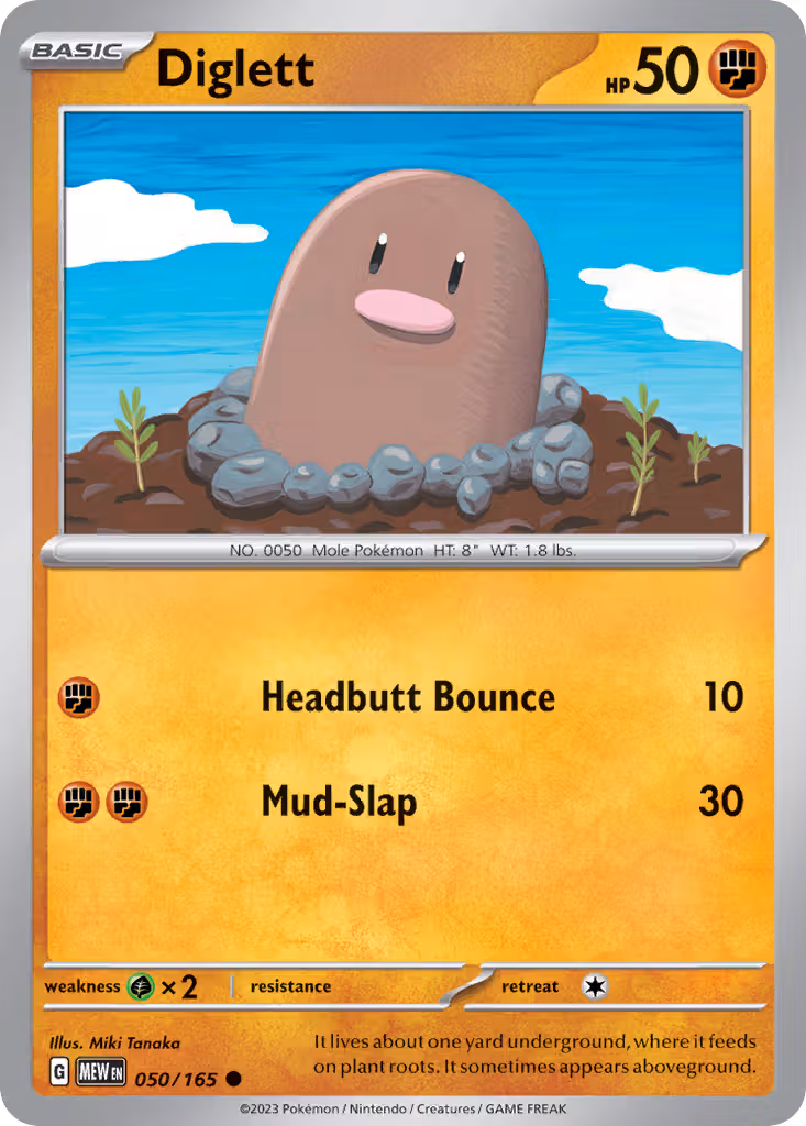 Diglett 50/165 Pokemon card