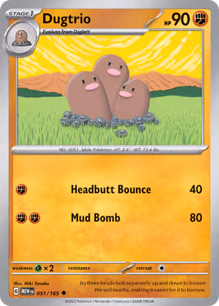 Dugtrio 51/165 Pokemon card