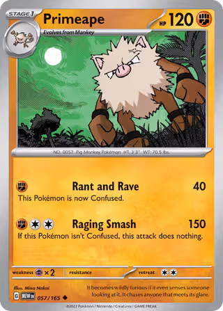 Primeape 57/165 Pokemon card