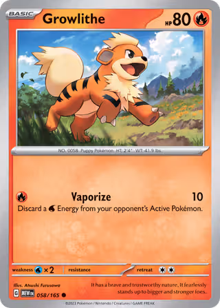 Growlithe 58/165 Pokemon card