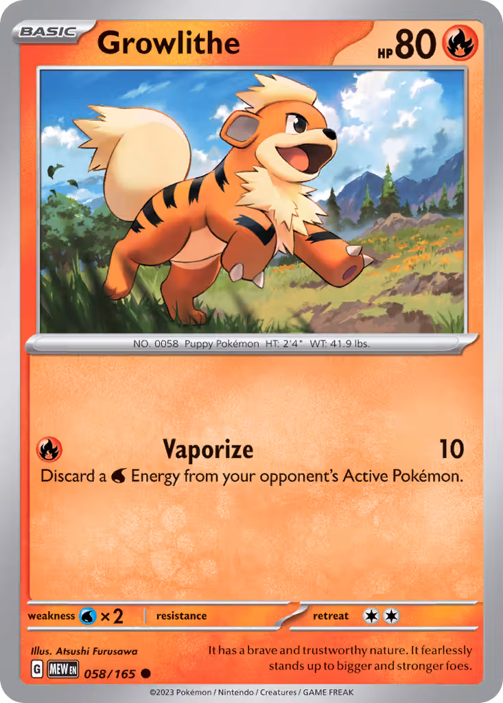 Growlithe 58/165 Pokemon card