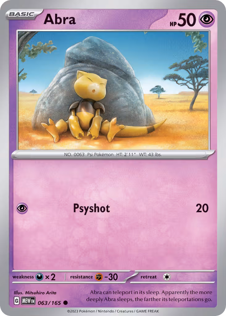 Abra 63/165 Pokemon card