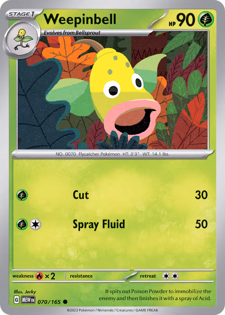 Weepinbell 70/165 Pokemon card