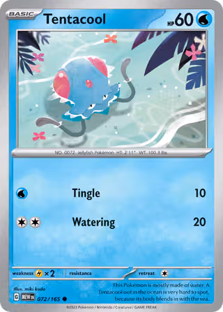 Tentacool 72/165 Pokemon card