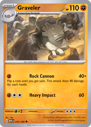 Graveler 75/165 Pokemon card