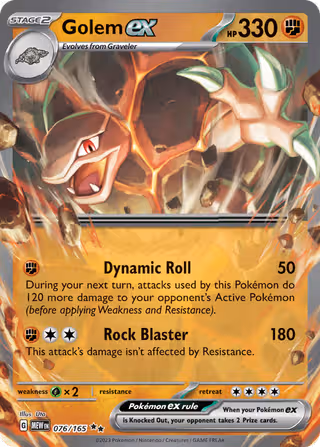Golem ex 76/165 Pokemon card