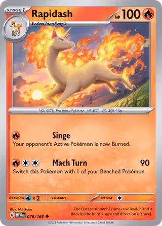 Rapidash 78/165 Pokemon card