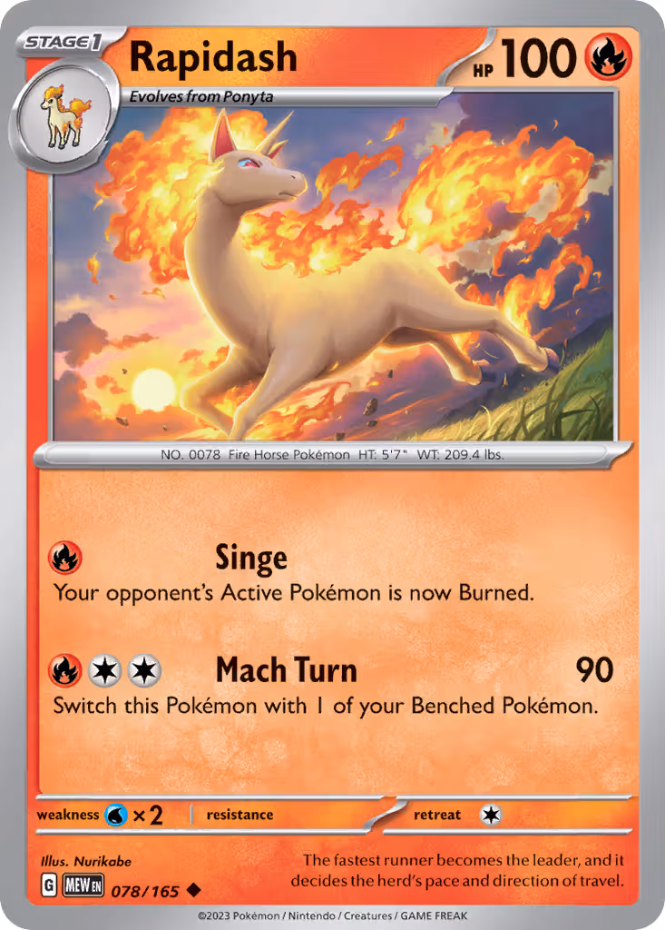 Rapidash 78/165 Pokemon card