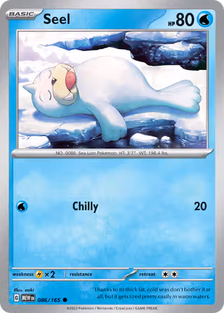 Seel 86/165 Pokemon card