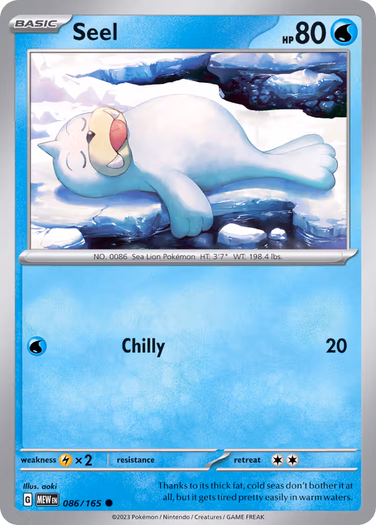 Seel 86/165 Pokemon card