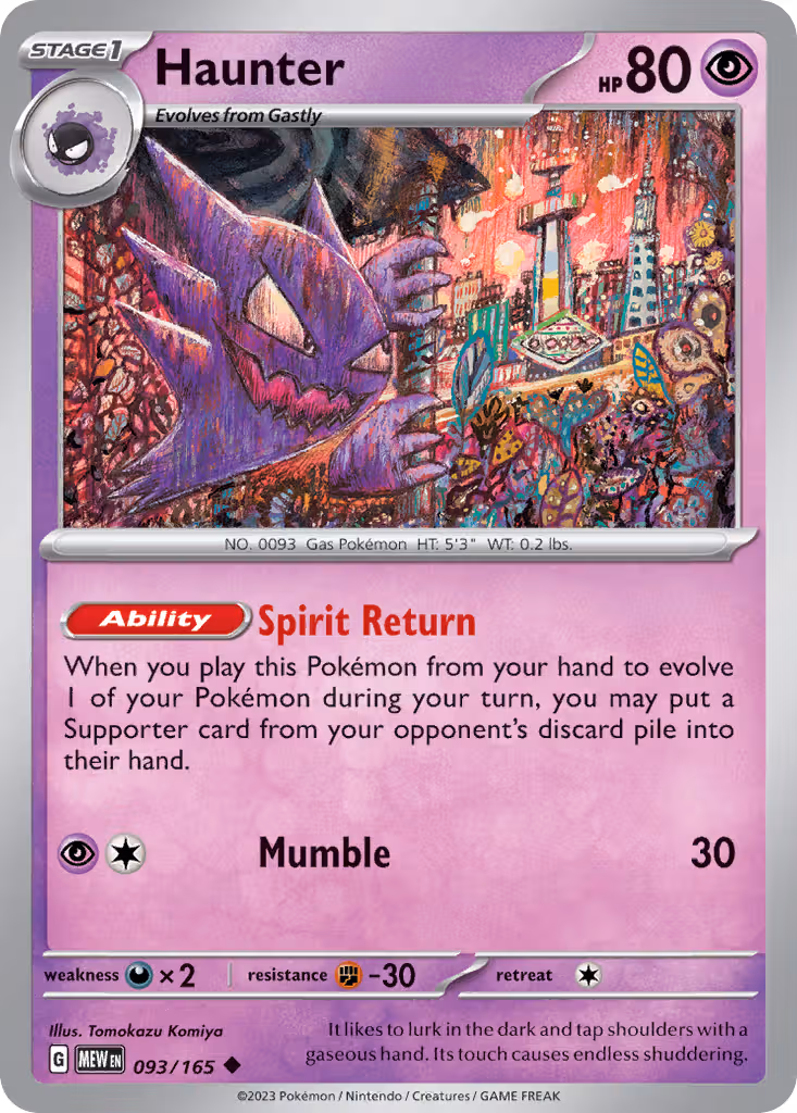 Haunter 93/165 Pokemon card