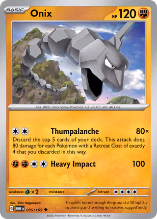 Onix 95/165 Pokemon card