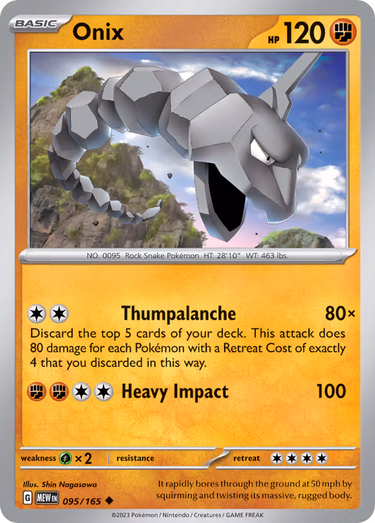 Onix 95/165 Pokemon card