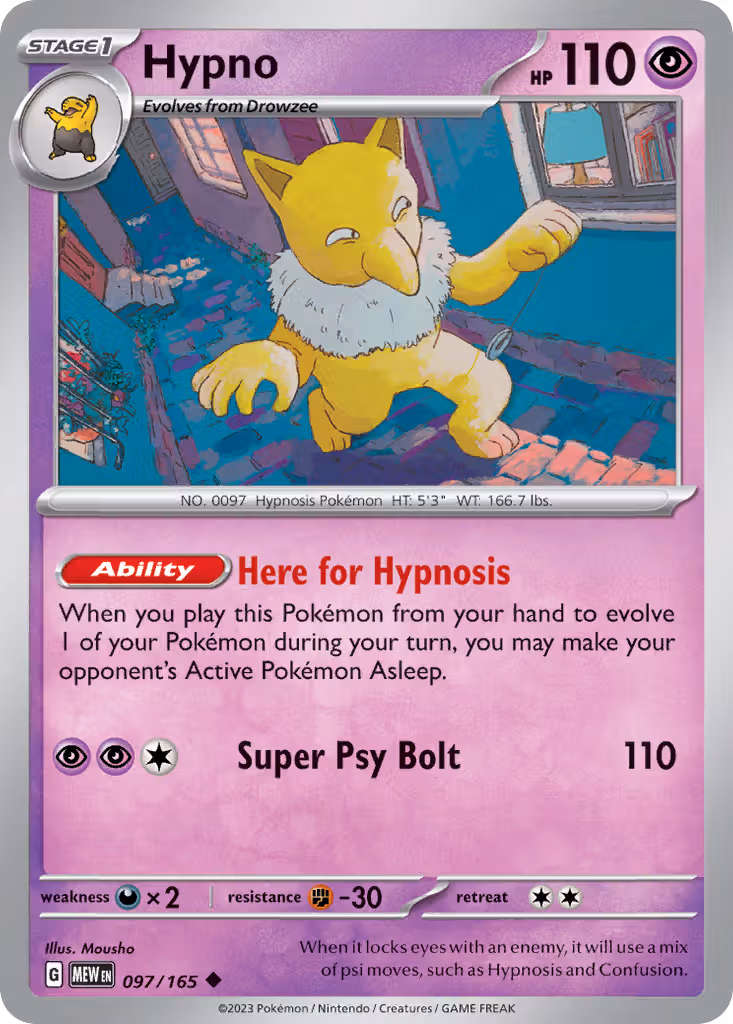 Hypno 97/165 Pokemon card