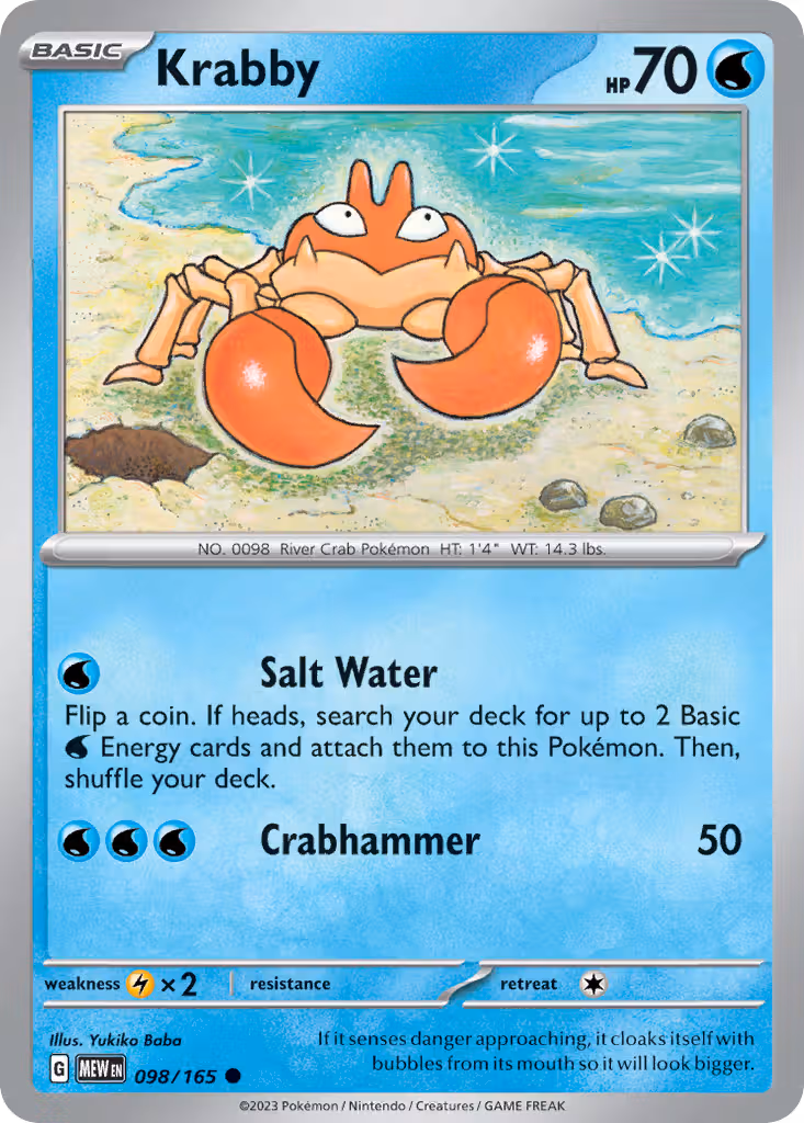 Krabby 98/165 Pokemon card