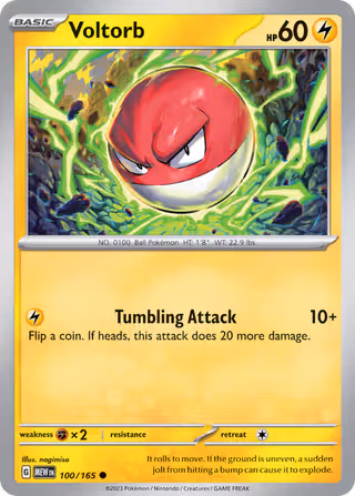 Voltorb 100/165 Pokemon card