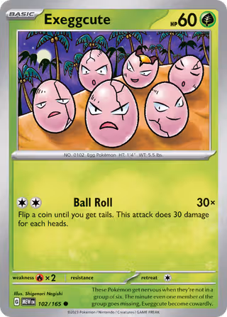 Exeggcute 102/165 Pokemon card