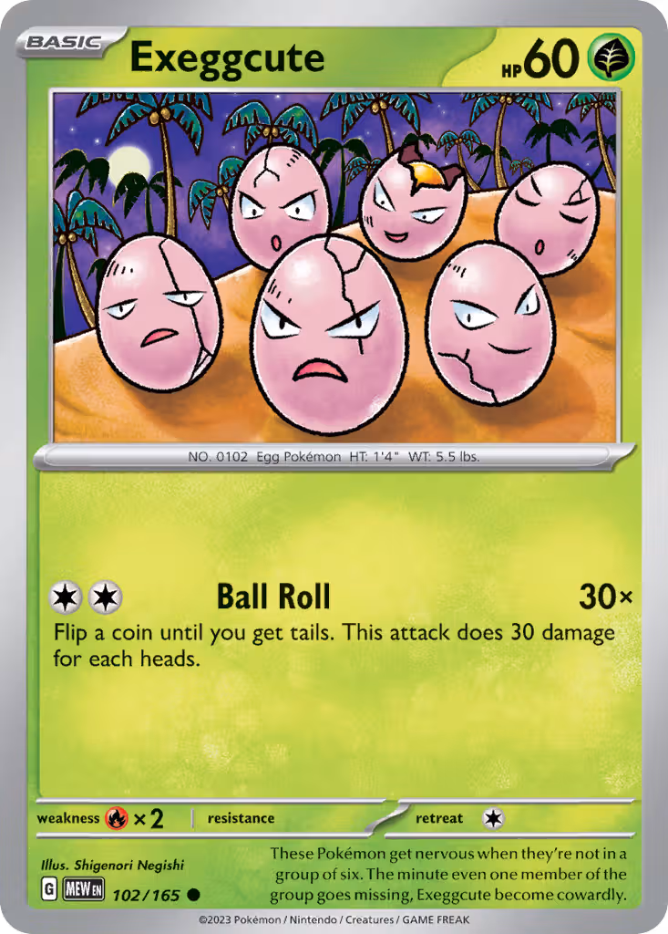Exeggcute 102/165 Pokemon card