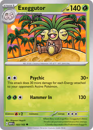 Exeggutor 103/165 Pokemon card