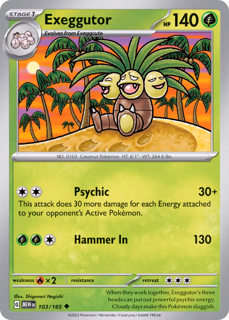 Exeggutor 103/165 Pokemon card