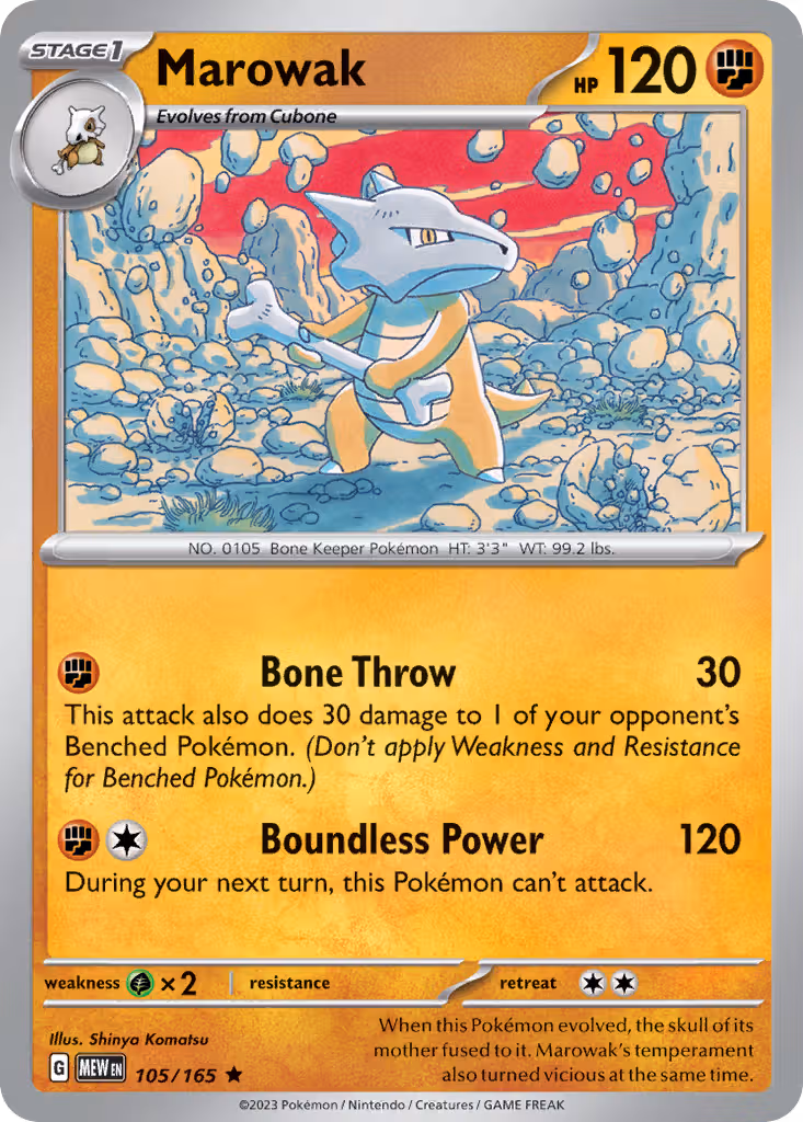 Marowak 105/165 Pokemon card