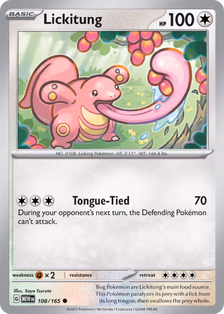 Lickitung 108/165 Pokemon card