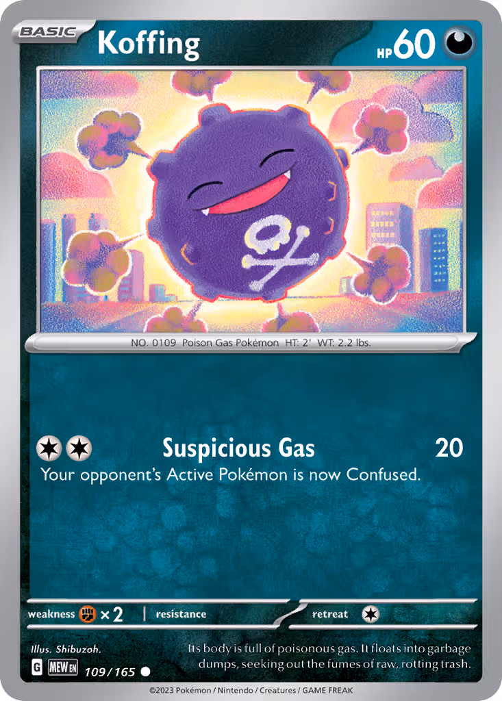 Koffing 109/165 Pokemon card