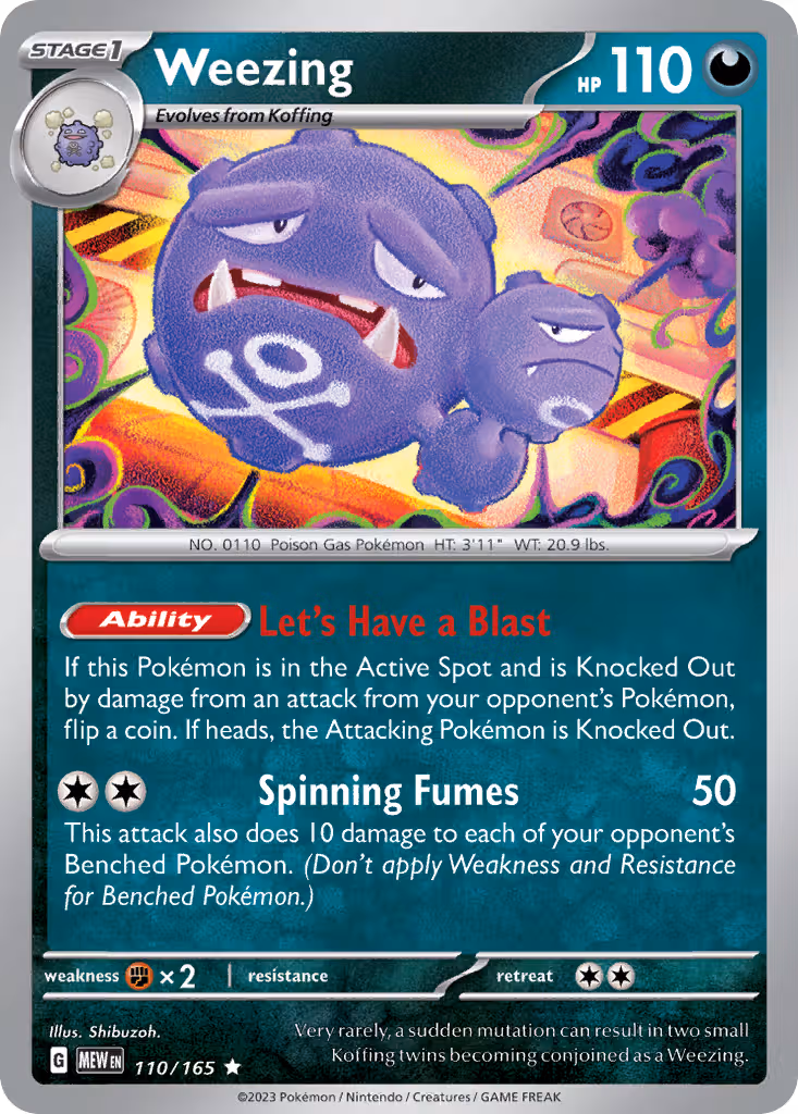 Weezing 110/165 Pokemon card