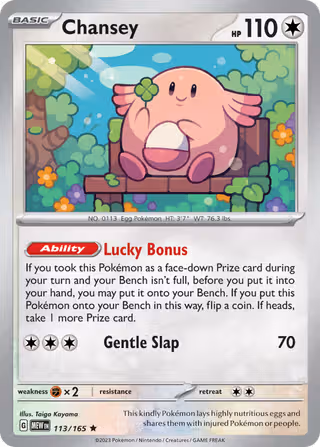 Chansey 113/165 Pokemon card