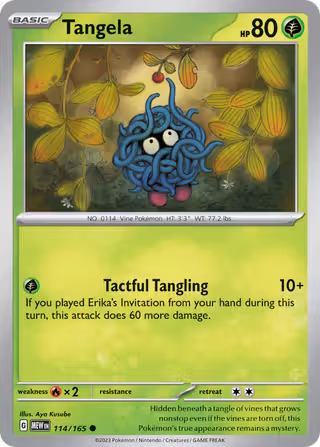 Tangela 114/165 Pokemon card