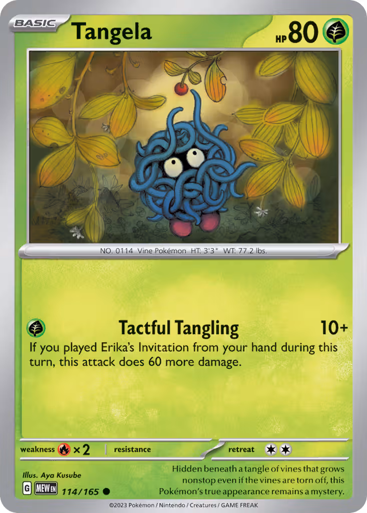 Tangela 114/165 Pokemon card